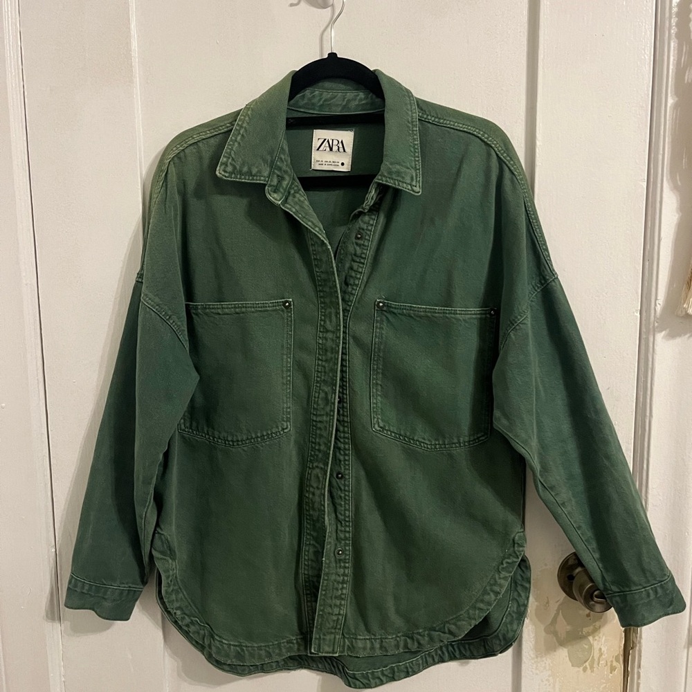 Zara Olive Green Denim Shirt